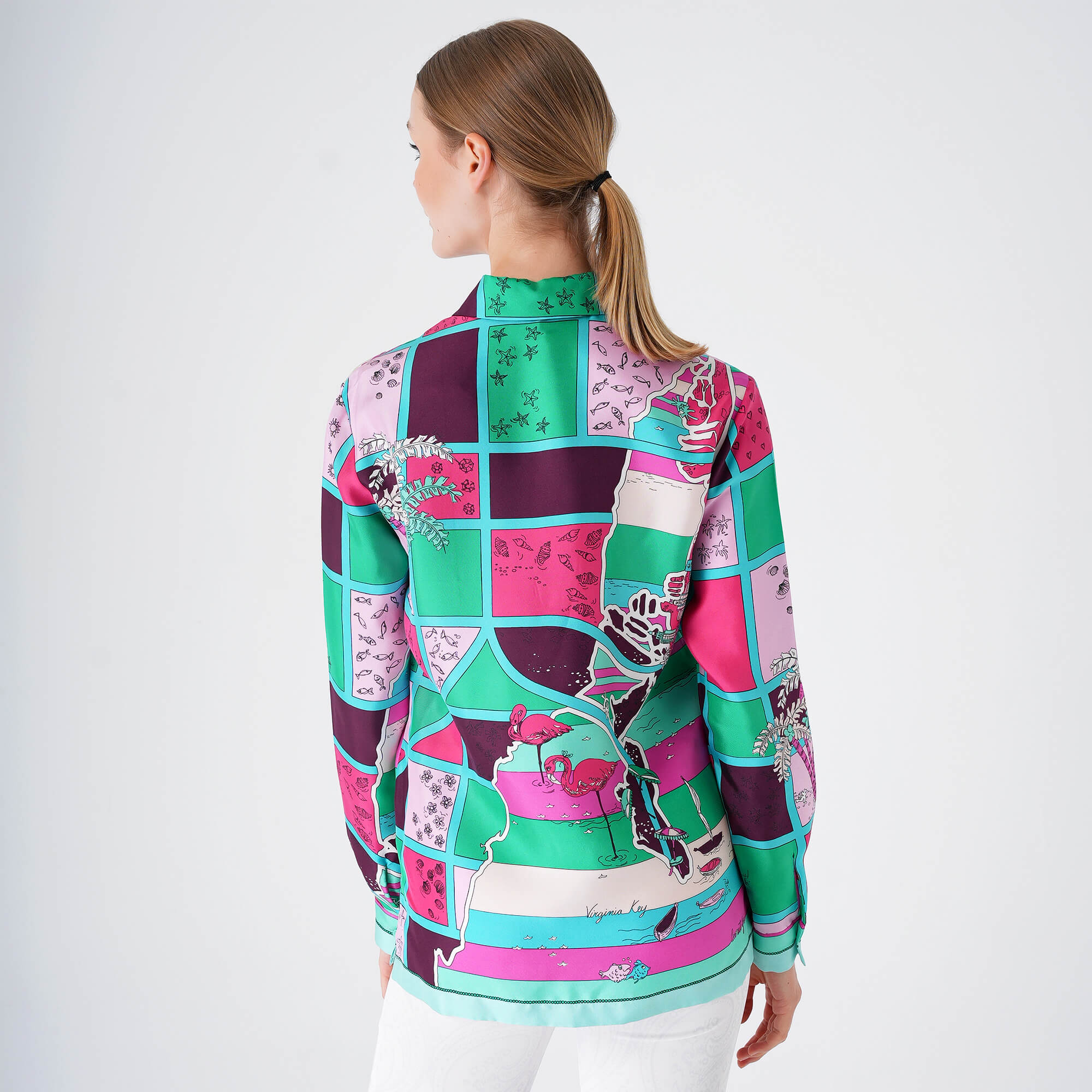 Emilio Pucci - Purple&Lilac&Green Silk Long Sleeve Shirt 